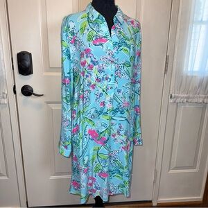 Lilly Pulitzer Lillith Tunic Dress: Sway this Way Sz M Roll-Tab Sleeves 2 pocket